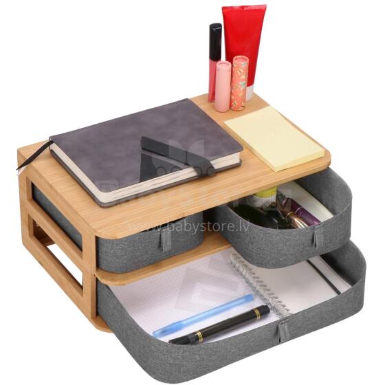 Bamboo organizer with 3 drawers for cosmetics, jewelry box Springos HA0161