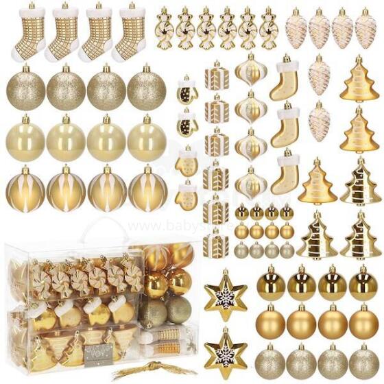 Christmas baubles Springos CA0157 77 pcs gold