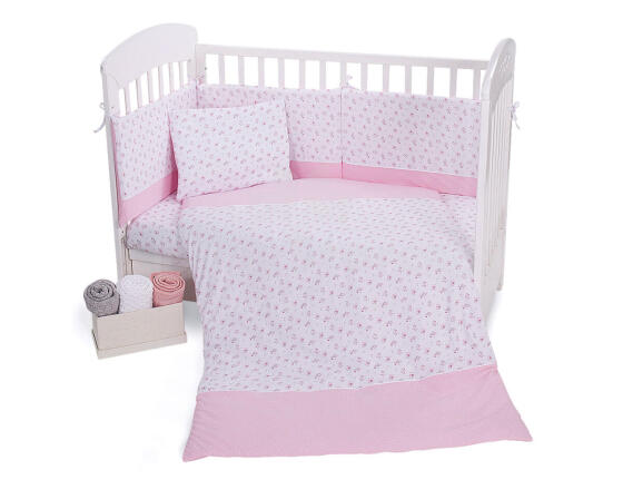 Bedding set Jersey 5pcs Pink Flowers 60/120