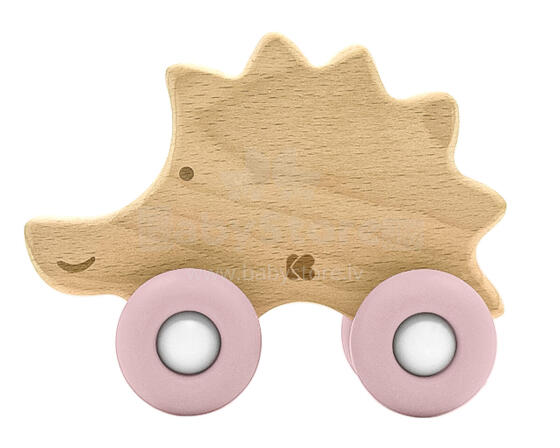 Wooden toy with silicone teether Hedgehog Pink