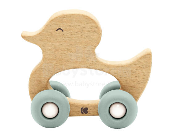 Wooden toy with silicone teether Duck Mint