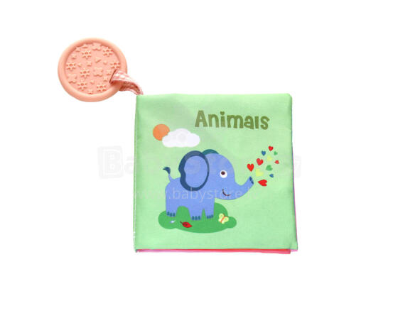 Educational cloth book with teether Animals