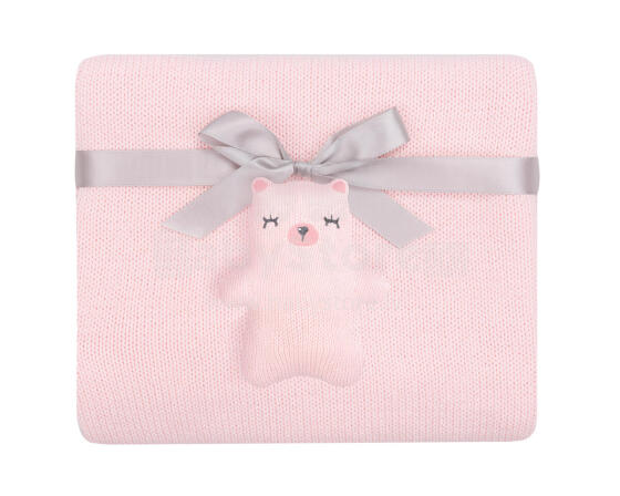 Knitted blanket Bear with me Pink