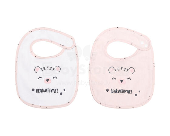 Bibs set 2pcs terry+velour Bear with me Pink