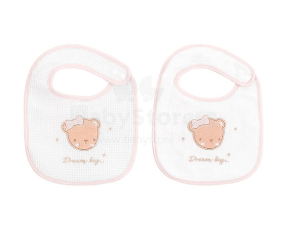 Bibs set 2pcs terry+pique Dream Big Pink