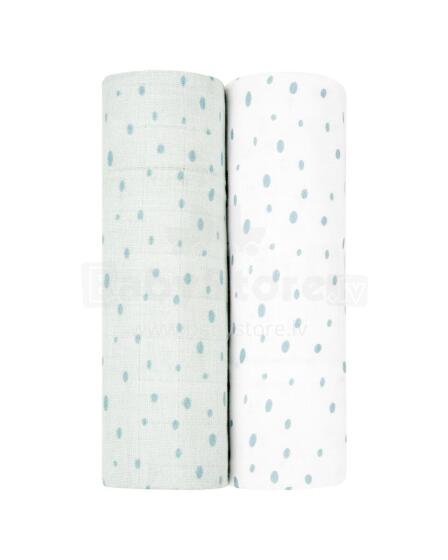 Muslin swaddle set 2pcs 80x80 cm Dots Blue