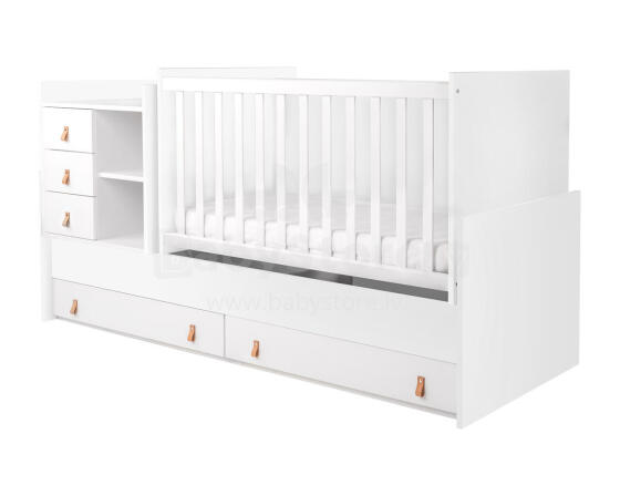 Chipboard multifunctional baby cot Lorena White