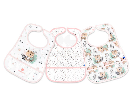 EVA terry bib with crumb catcher 3pcs Savanna Pink
