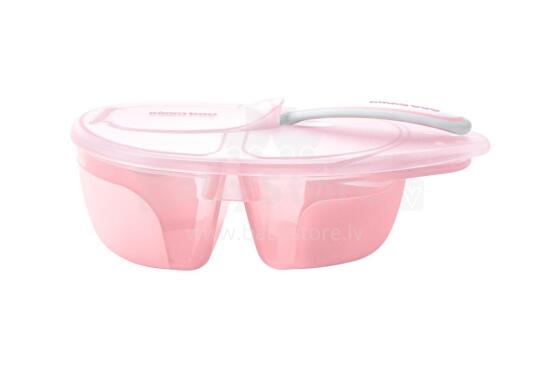 Two compartment bowl with spoon Tasty Pink
