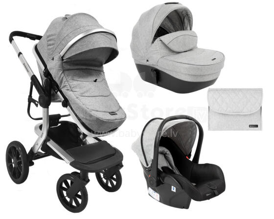 Stroller 3in1 with plastic carrycot Irene Grey 2023