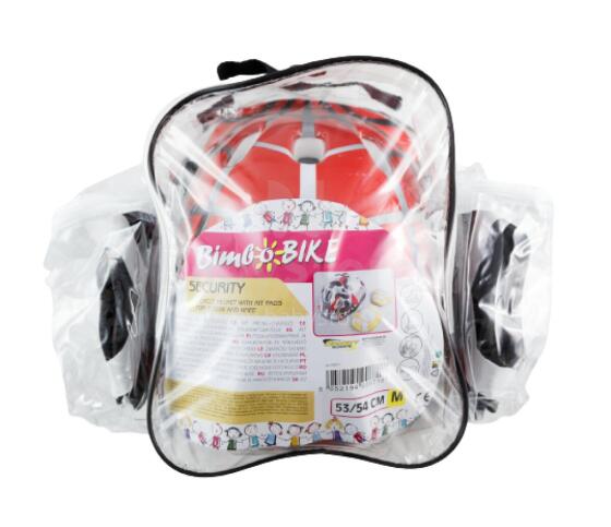 Set of kids bike helmet, knee and elbow pads, size M, spider