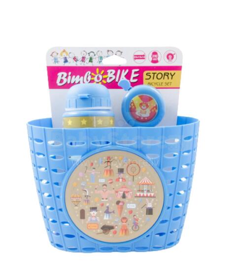 Set for children bike STORY, 3 elements (basket, water bottle and bell), blue