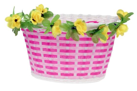 Front basket FLOWER POWER, pink