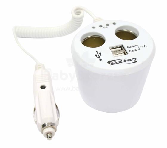 Double socket can shaped +2USB ports  1 AMP POWER-STATION