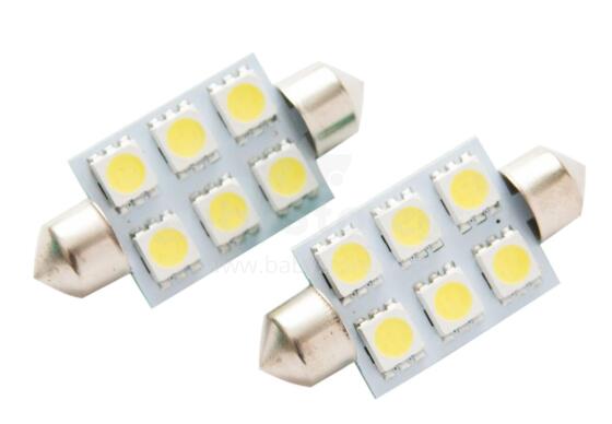 LED spuldzes, 2 gab, C5W 39mm Festoon , 6SMD