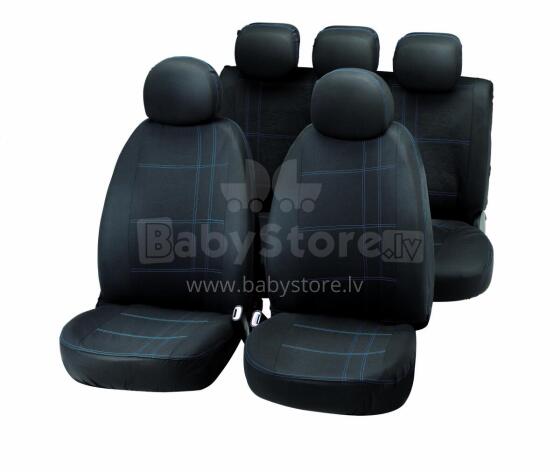 Set of car seat covers EMBROIDERY, black/blue