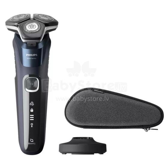 Akcija! PHILIPS Shaver Series 5000, Wet&amp; Dry skuveklis (lādējams), zils