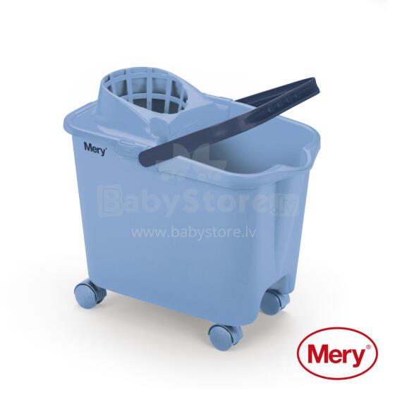 Bucket 14L with push-on wheels blue