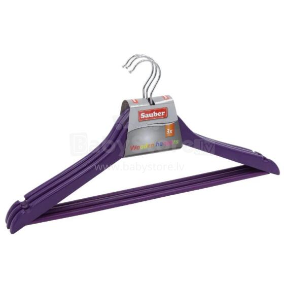 Clothes hangers wooden 3 pcs. purple