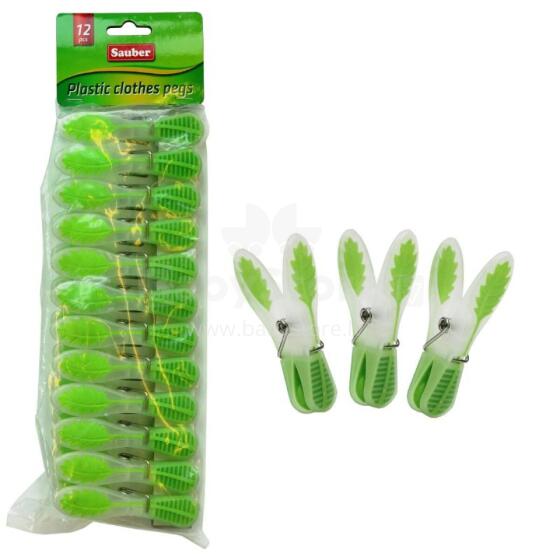 Plastic laundry hooks 12pcs green