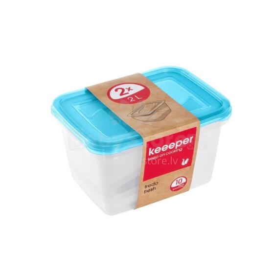 Set of food containers rectangular 2x2L Fredo &amp;quot;Fresh&amp;quot; transparent/light blue