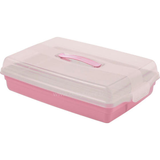 Cake transport box rectangular 45x29,5x11,1cm pink