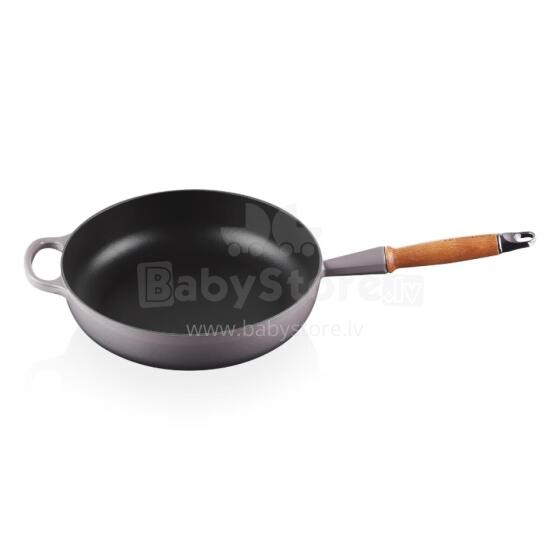 Le Creuset Cast iron saut&eacute; pan with wooden handle &Oslash;28cm light grey