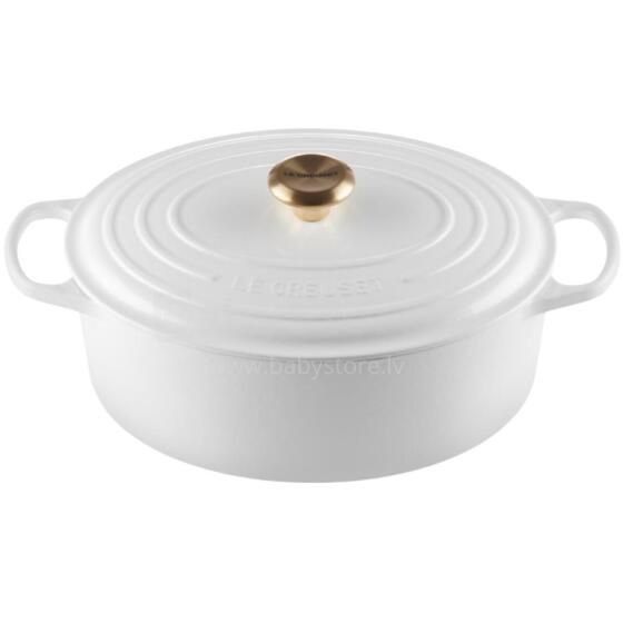 Le Creuset Ketaus puodas ovalus 31cm / 6,3L baltas