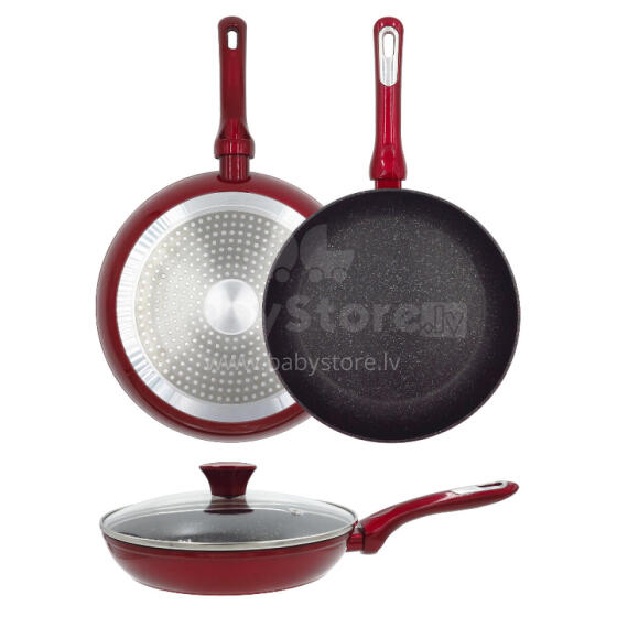 Cosmo frying pan with glass lid &Oslash;28cm induction red