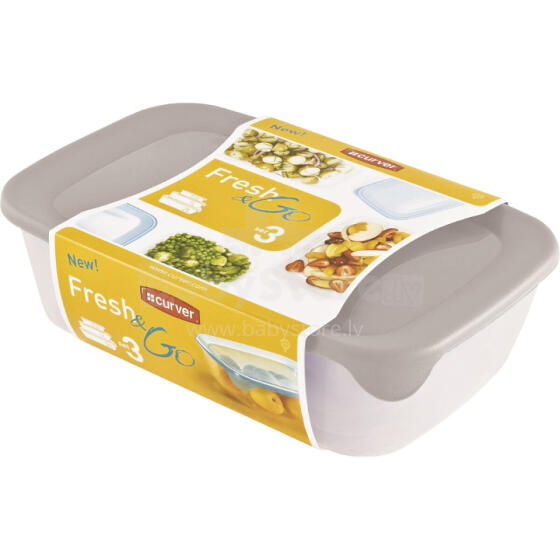 Food bowl set 3 pcs rectangle 2+1+0,5L Fresh&amp;amp;Go mix