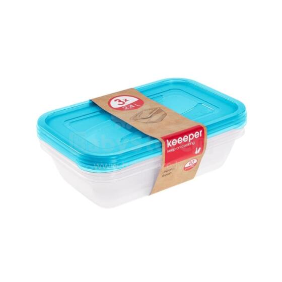 Set of food containers rectangular 3x2,4L Fredo &amp;quot;Fresh&amp;quot; transparent/light blue