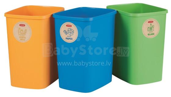 Комплект мусорников, без крышки Deco Flip Bin 3x25L синий / зеленый / желтый