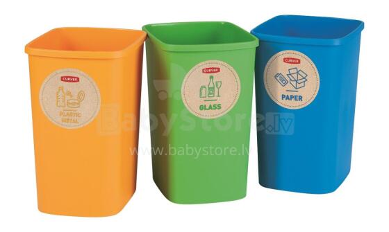 Set of waste buckets without lid Deco Flip Bin 3x10L blue/green/yellow