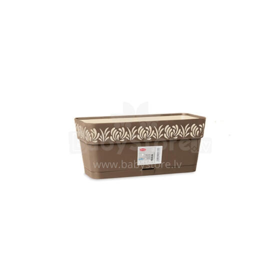 Flower box with tray Gaia 30x13x12cm brown