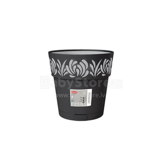 Flower pot with tray Gaia &Oslash;20x19cm black