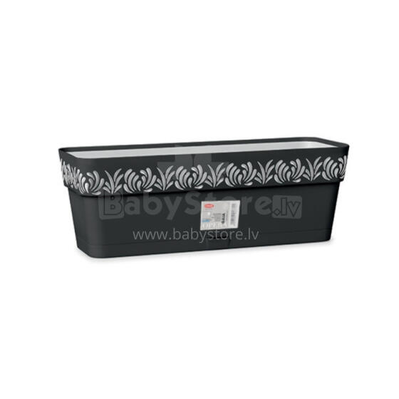 Flower box with tray Gaia 50x18x17cm black