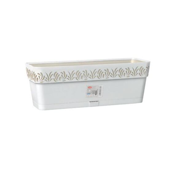 Flower box with tray Gaia 50x18x17cm white