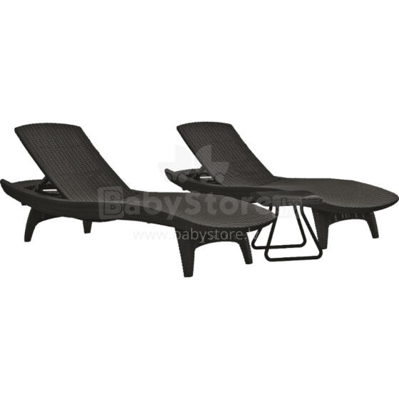 Sun lounger set 2 pcs + table Pacific grey