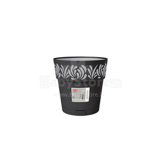 Flower pot with tray Gaia &Oslash;15x15cm black