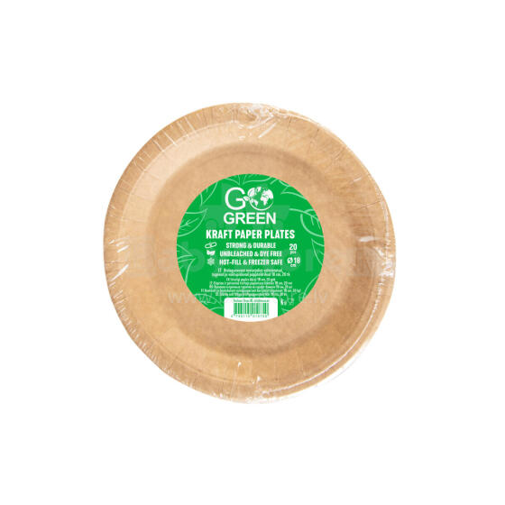 Kraft paper plates Go Green &Oslash;18cm 20 pcs/0,14kg