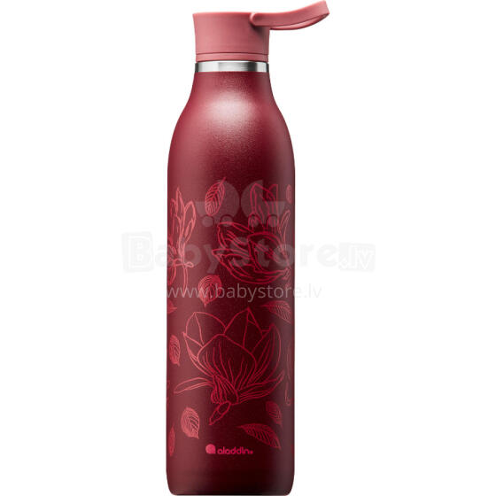 CityLoop Thermavac eCycle Water Bottle 0.6L recycled stainless. Steel / Burgundy Magnolia