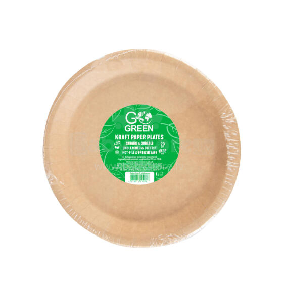 Kraft paper plates Go Green &Oslash;22cm 20 pcs/0,20kg