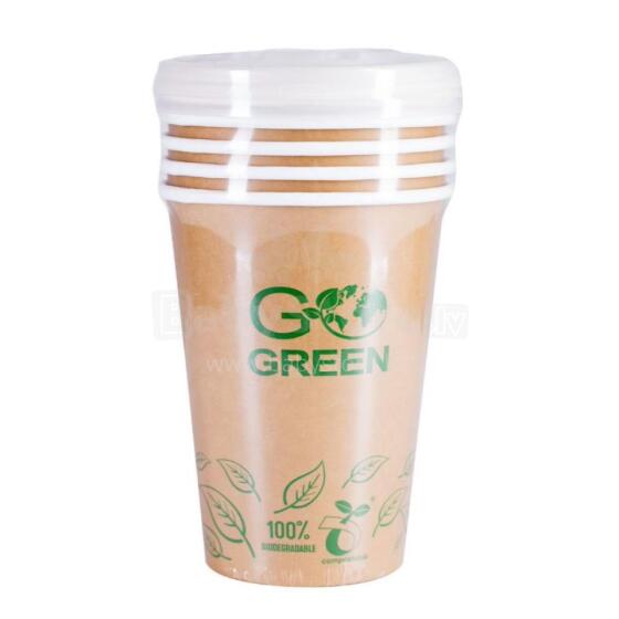 Kompostējamie ēdienu trauki ar vāciņiem Go Green 940ml 5gab./ 0,131kg