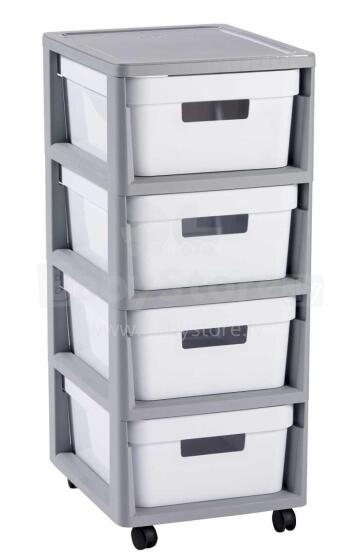 Infinity Chest on wheels with 4 boxes 11L 30x36x69cm grey/white