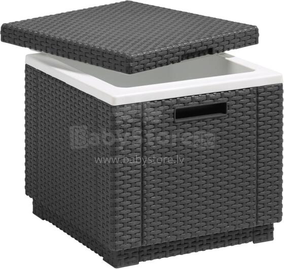 Garden table/storage box Ice Cube grey