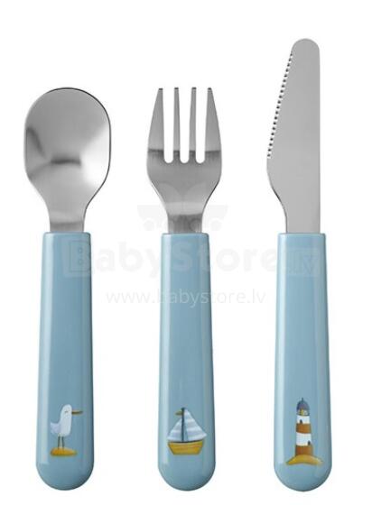 Little Dutch Cutlery Art.108033065244 Sailor Bay Galda piederumu komplekts karote, dakšiņa un nazis