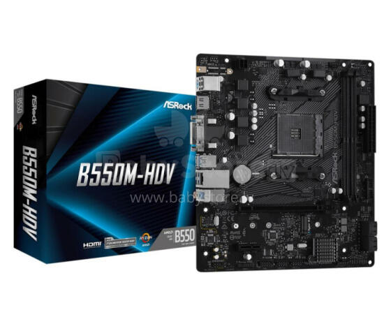 Материнская плата ASROCK AMD B550 SAM4 MicroATX 1xPCI-Express 3.0 1x 1xM.2 1xPCI-Express 4.0 16x Память DDR4 Слотов памяти 2 1x15pin D-sub 1xDVI 1xHDMI 2xUSB 2.0 4xUSB 3.2 1xPS/2 1xRJ45 3xAud