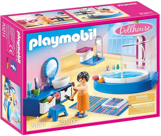 PLAYMOBIL DOLLHOUSE Bathroom with Tub 70211