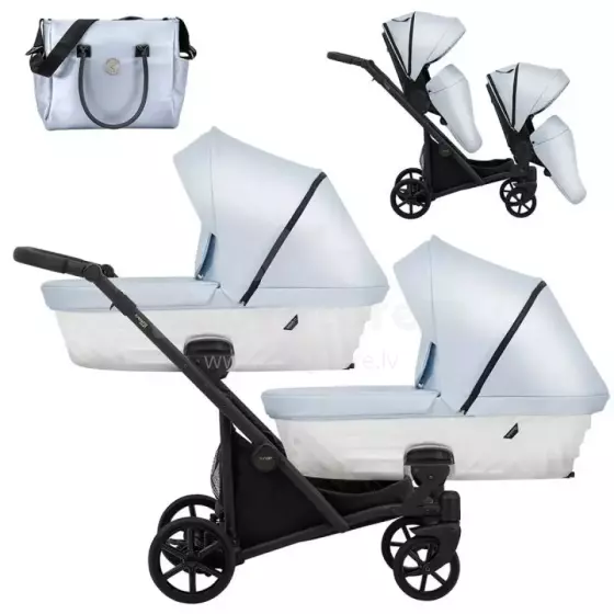 Kunert Ivento Duo Art.ID-22 Eco Baby Blue Metalic Универсальная коляска 2 в 1 для двойняшек