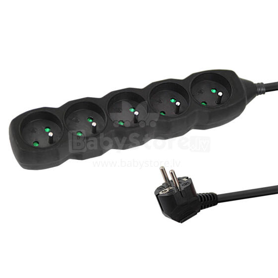 ESPERANZA POWER STRIP 5 SOCKETS 3M BLACK